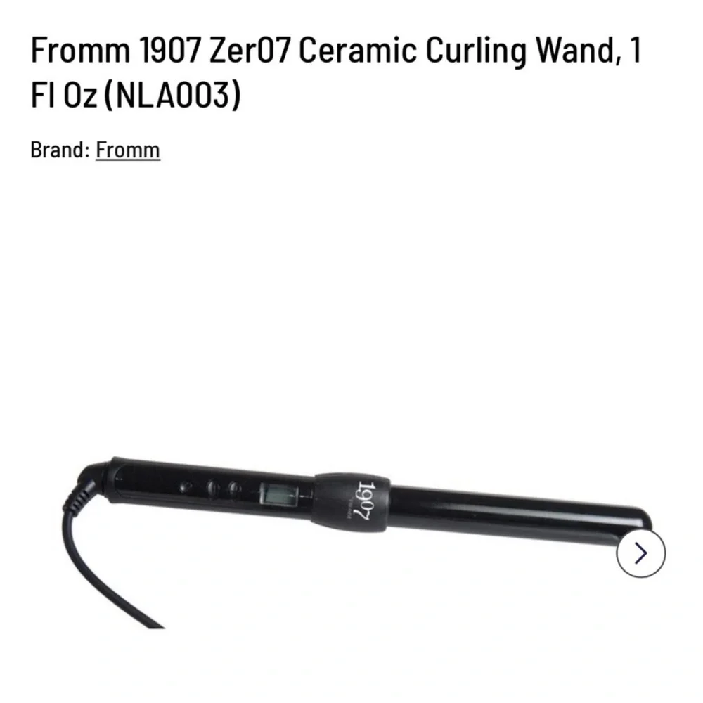 Fromm 1907 Zer07 Ceramic Hair Curling Wand Iron Curler